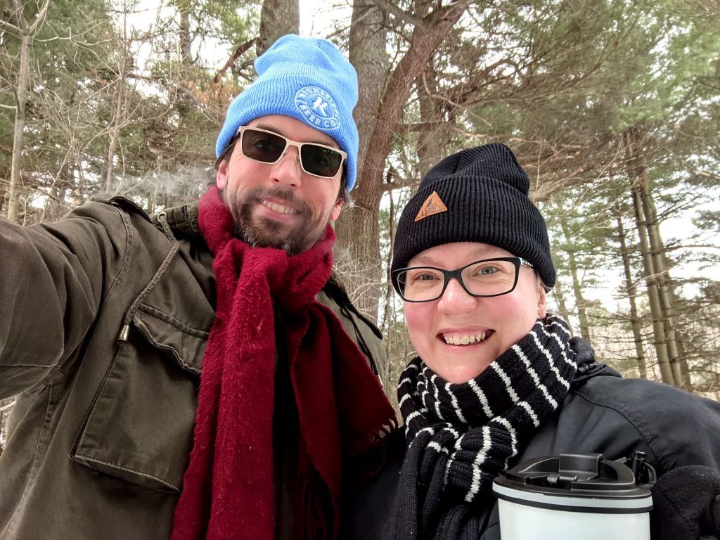 AL & HM in the woods, New Years Eve